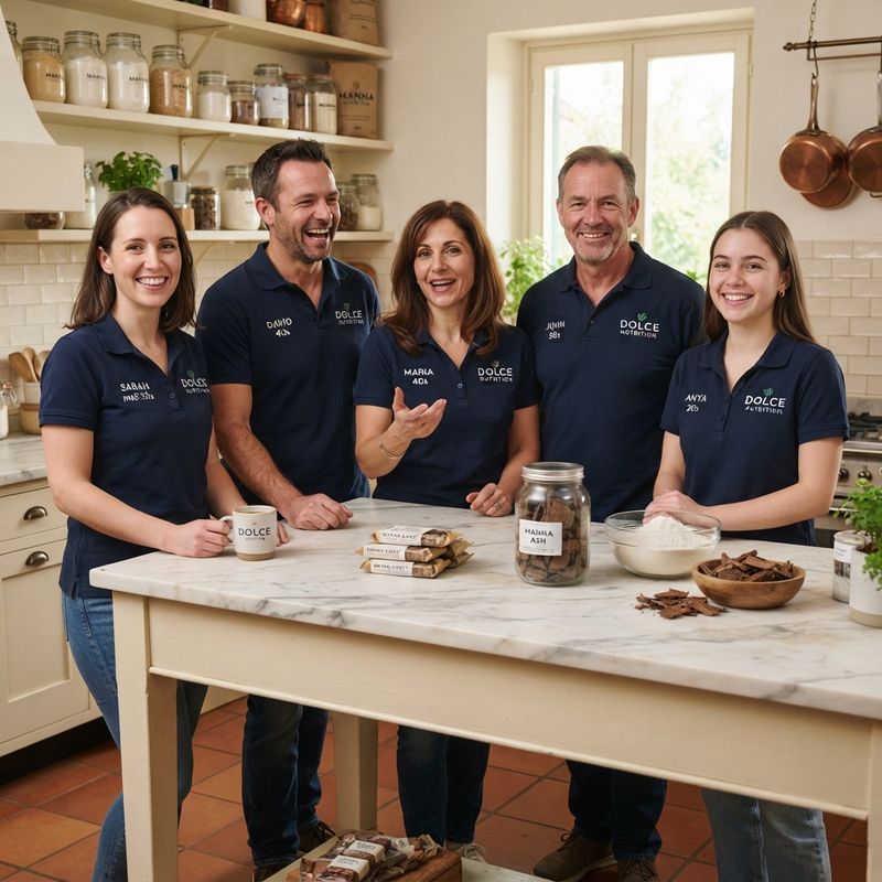 Italian producers in a kitchen with jars of manna and wrapped mannite bars